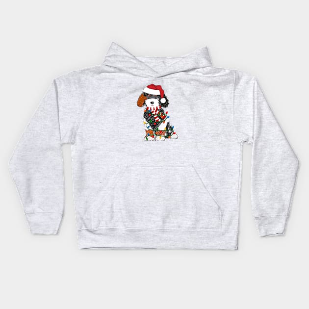 Bernedoodle Decorated With Christmas Lights Kids Hoodie by EMR_Designs